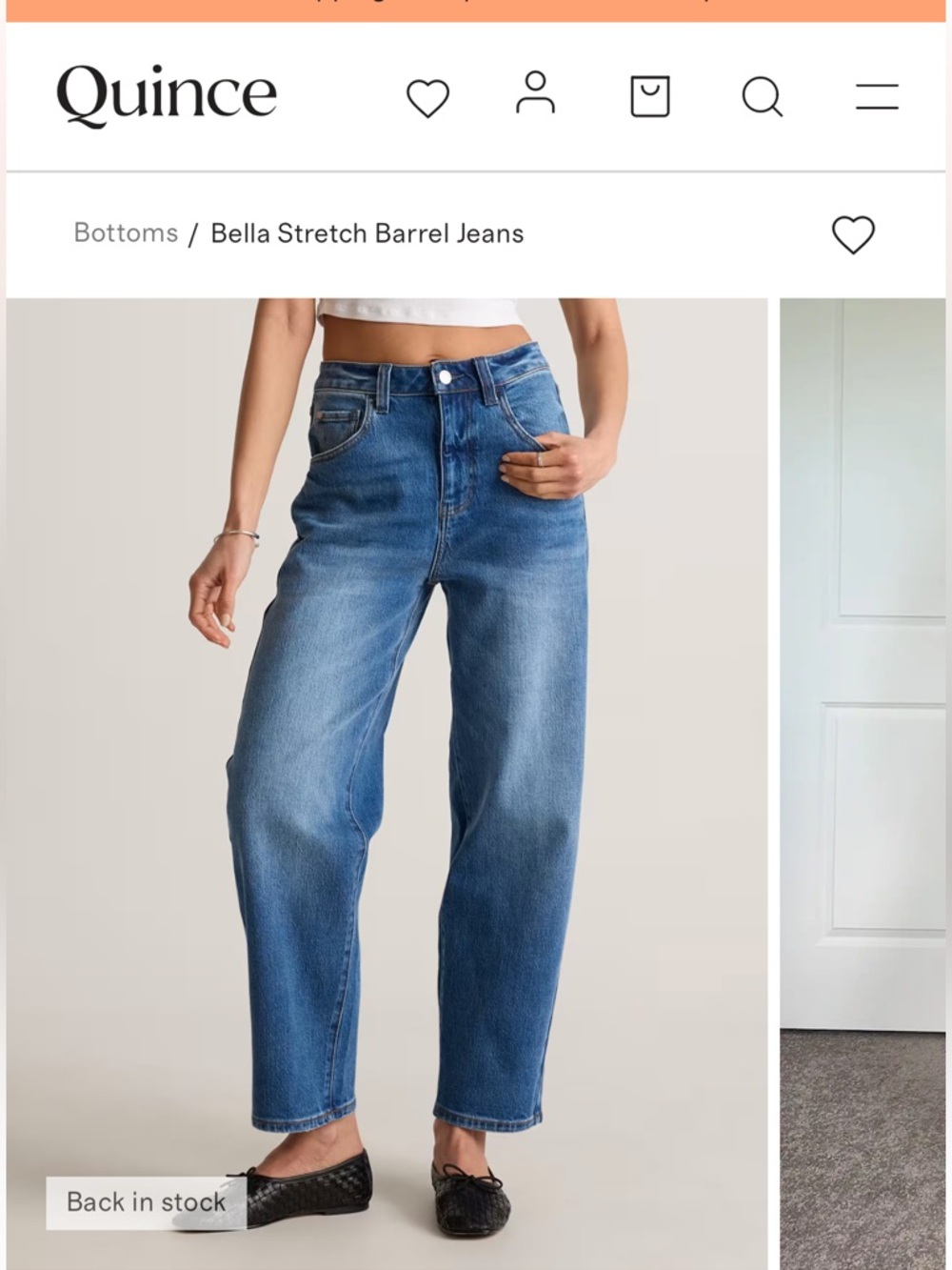 Quince Bella Stretch Barrel Jeans - Medium Blue Wash